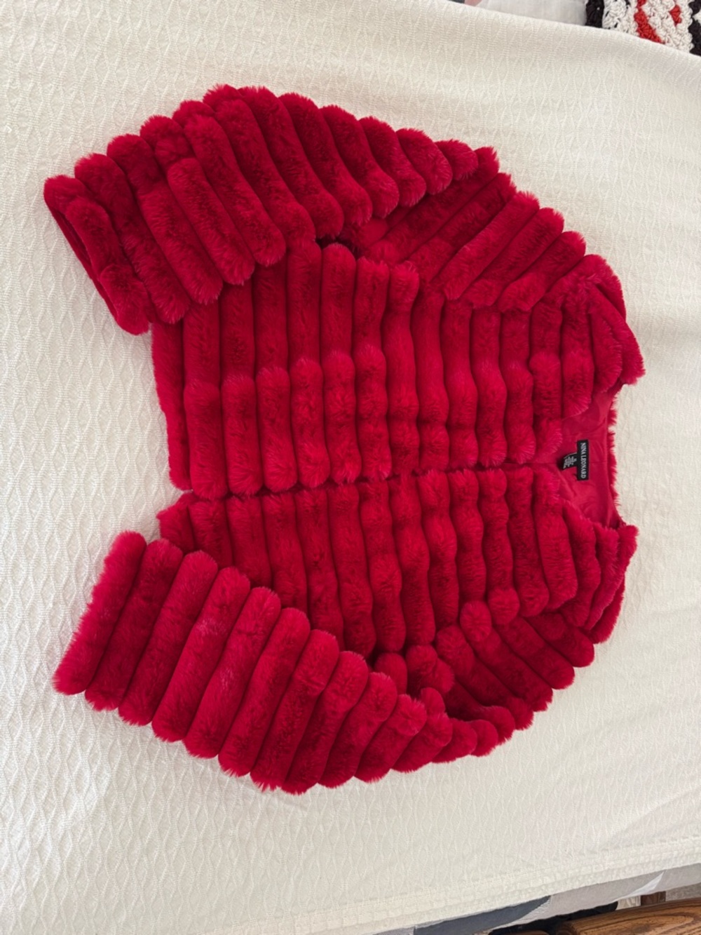 Nina Leonard girls  Red Faux Fur Puffer Jacket